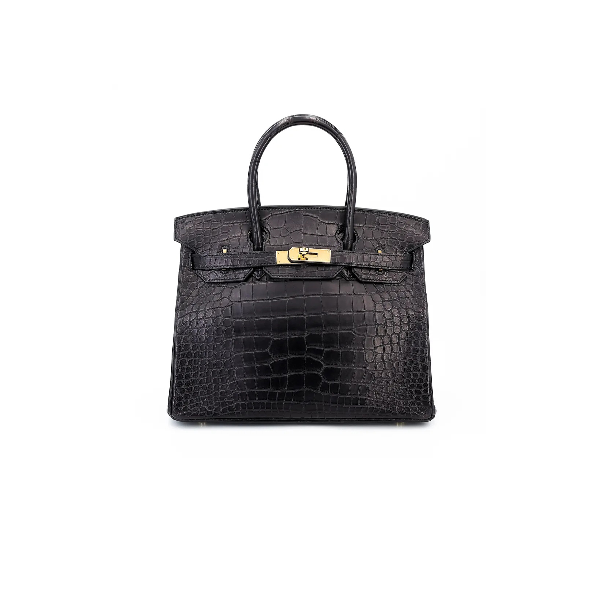 HERMÈS MASTER BIRKIN 25 CROCODILE LEATHER BLACK GOLD BUCKLE H041354CK28 (25*20*13cm)